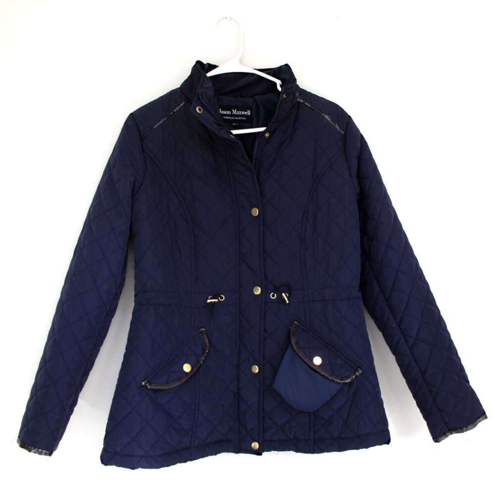 Women's QUILTED Jacket BLUE JASON MAXWELL Sportswear MEDIUM size